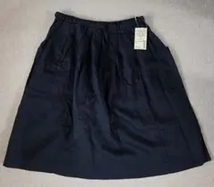 無印良品　新品　ギャザースカート　紺　S 洗いざらしの麻 リネンのサムネイル