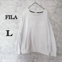 FILA フィラ ビッグロゴ スウェット 白 オーバーサイズ トレーナーメンズのサムネイル