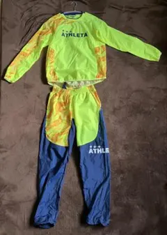 ATHLETA ピステ上下セット 160サイズ 蛍光イエロー/青