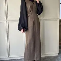 ヘリンボーンサイドベルトタイトジャンパースカート