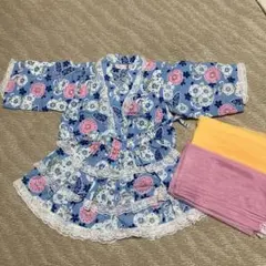 花柄浴衣ドレスと帯セット