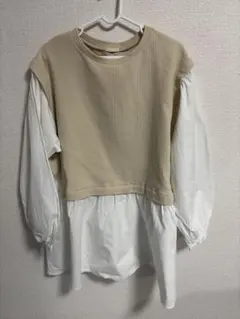 GU ベストコンビネーションチュニック ブラウス　ベージュ　XL