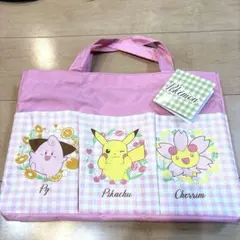 ポケットモンスター プラチナムザッカ ポケット付収納バッグ　ピンク色