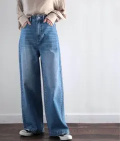 【classicalelf】ハイウエスト ルーズデニムパンツ