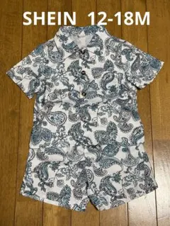 SHEIN ベビー セットアップ ペイズリー柄 12-18m 80 90 青 白