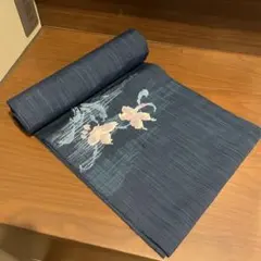 ⭐︎b690 正絹 夏用 紗紬 バチ衿 濃紺 未使用しつけ付極美品 着物