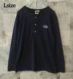 THE NORTH FACE Lsize 長袖カットソー ワンポイントロゴ 紺色