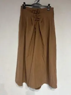 ブラウンワイドパンツ ウエストリボン付き【3Lサイズ】