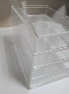 重なるアクリルケース２段引出・大 2点セット (フタ付とフタなし)
