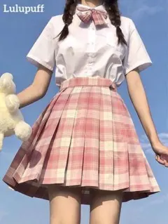Lulupuff チェック柄制服(スカート、リボン)