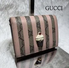 ✨高級✨ グッチ 二つ折り財布 GGスプリーム アイスクリーム ストライプ