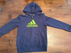 子供用adidas ネイビー ジップアップパーカー　サイズ140