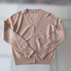 PRADA カシミヤ100% ベージュ Vネック カーディガン 肘パッチ付きのサムネイル