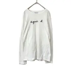 2278 アニエスベー ロゴプリント コットン 長袖 Tシャツ 白