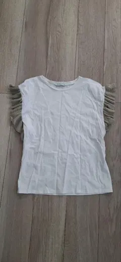 ZARA 袖ニットフリル Tシャツ