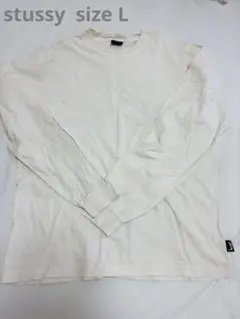 stussy ホワイト 長袖シャツ　無地 L