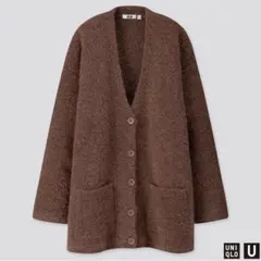 ウールブレンドブークレニットコート　ユニクロU ニット　コート　ブラウン