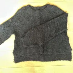 【E hyphen world gallery】 黒シャギーニット