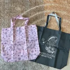 ピンクとグレーのエコバッグセット