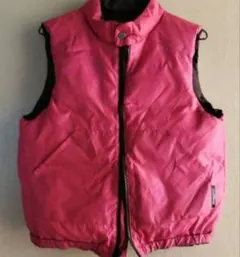 キッズ服 リバーシブルダウンベスト ピンク・ブラウン 120〜130cm