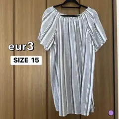 【 eur3 】〈エウルキューブ〉ストライプ柄 半袖チュニック サイズ15のサムネイル
