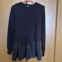 黒い長袖ニットとタンクトップチュニックのセット