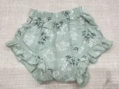 花柄グリーンパンツ フリル付き　80cm