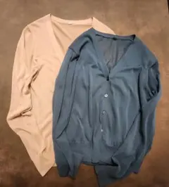 ユニクロ　ライトvネックカーディガン　S　シアー　2枚セット