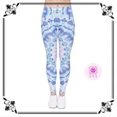 【新品】ヨガ　パンツ　レギンス　ピンク×ブルー　曼陀羅　インポート　海外製