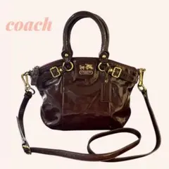 COACH　マディソン パテント ソフィア サッチェル　チャーム付　2ウェイ