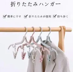 折りたたみ ハンガー 旅行 アウトドア 携帯 クリップ付き 4色 カラーハンガー