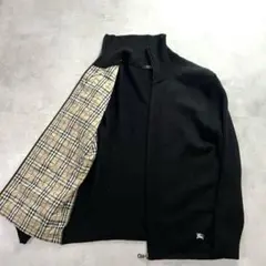 バーバリー ドライバーズニット ノバチェック 中綿 ホースロゴ 黒 3 Lサイズ