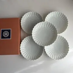 ◆旧型◆たち吉◆白菊◆銘々皿5枚◆取り皿◆橘吉◆希少◆菊型皿◆青磁 白磁◆