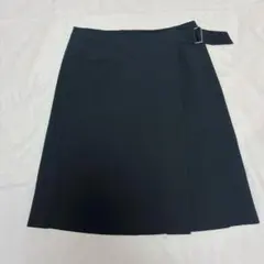 OFUON L ラップ風スカート 無地 黒 通勤 レーヨン⁠のサムネイル