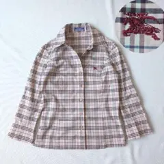 バーバリーブルーレーベル　ノバチェック　シャツ　ピンク　36　ホースロゴ刺繍