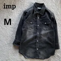 インプ　imp 七分袖デニムシャツ M ブラック　スナップボタンのサムネイル
