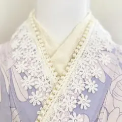 定番可愛いを簡単手軽に！成人式振袖　レースパール重ね襟半衿伊達襟　重ね襟和風小物