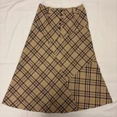 スカート レディース 斜め切り替えスカート チェック柄 ロングスカート 73cm