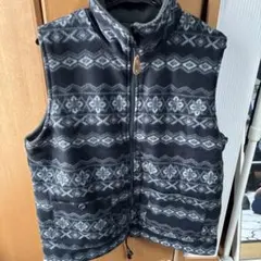 リバーシブルフリース グレー系 幾何学模様 ベスト