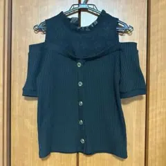 INGNI オフショルダーリブ編みトップス 黒