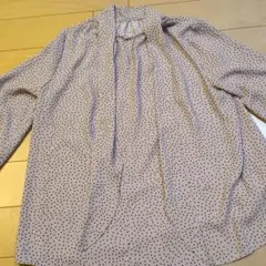 美品ドット柄長袖ブラウス