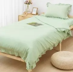 ミントグリーン フリル付き シーツセット