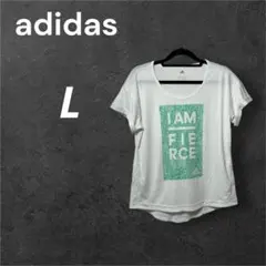adidas 白 L CLIMALITE プリントTシャツ 半袖 スポーツウェア