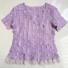 ユキトリイ♡ Gプリーツ ブラウス 淡パープル×裾ドットのサムネイル