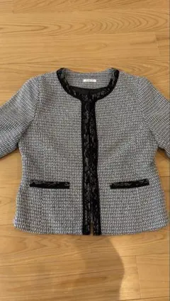 GLACIER ノーカラージャケット ブラック・ホワイト