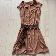 週末限定価格‼︎早い者勝ち‼︎テラコッタノースリーブ シャツワンピース サイズ3