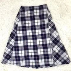 【美品】Drawer ドゥロワー ラップスカート チェック柄 ウール シルク