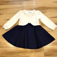 キャサリンコテージ 白色カーディガンとネイビードレスセット 120cm