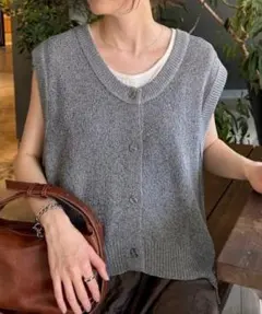 CIAOPANIC TYPY メランジ編みニットベスト チャコールグレー