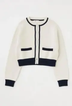 バイカラー ニットカーディガン FREE